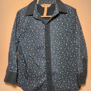 Matilda Jane Boys 4T Jack Frost Christmas Holiday Button Down Shirt Blue